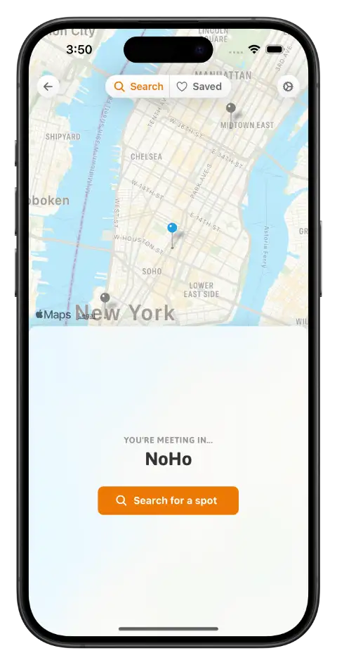 A screenshot of the Tango app showing a meeting's midpoint
